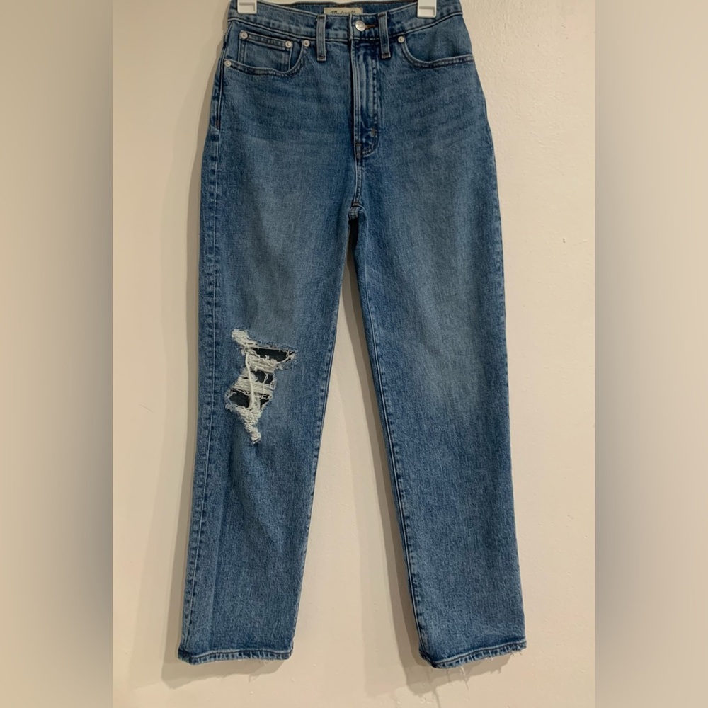 Madewell The Perfect Vintage Straight Leg High Rise Distressed Jeans Size 26